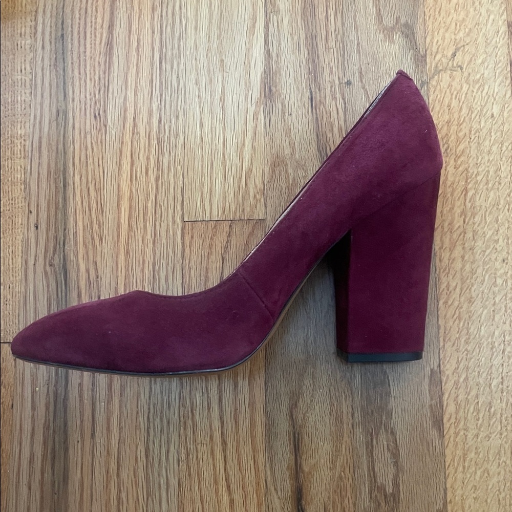 Marc Fisher Wine/Burgundy Suede Pointed Toe Pumps with Block Heel- - Picture 2 of 7
